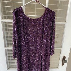 Pisarro Nights Purple Beaded Cocktail Dress